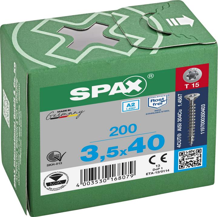 Image du produit Spax Vis pour panneaux agglomérés A2 (200 Vis par pièce)