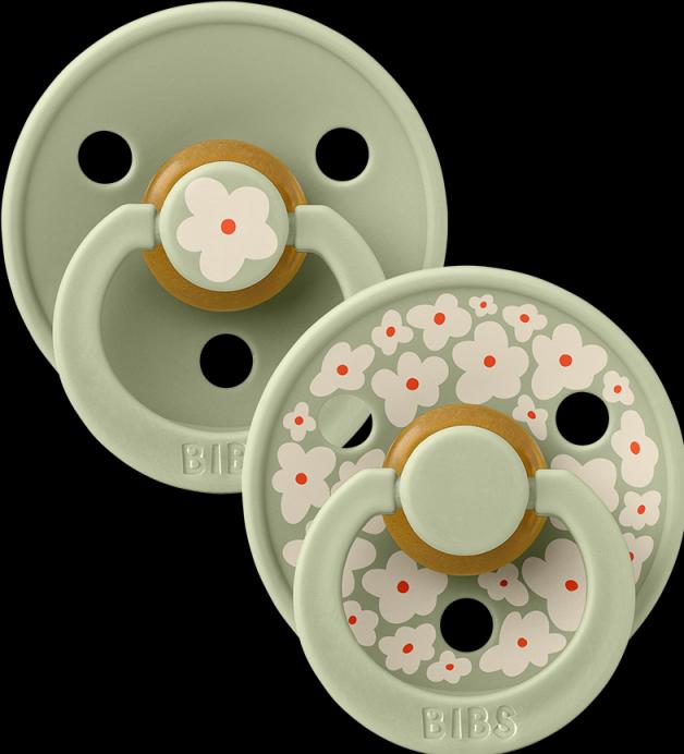 Produktbild Bibs Studio Nuggi Colour 2 PACK Latex Round 0-6m Jasmine Sage Mix (2 x, bis 6 Monate)