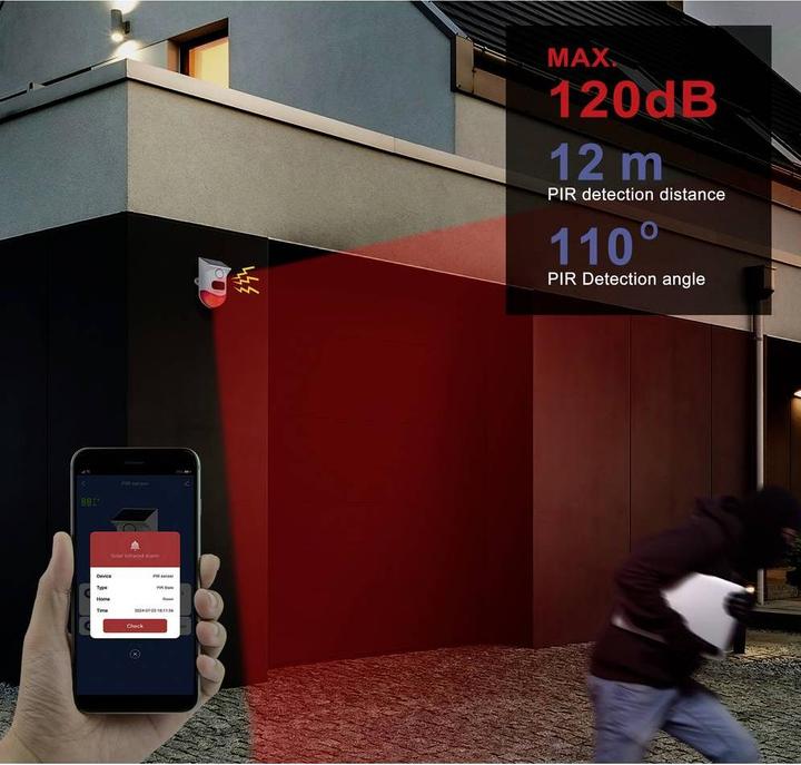 Produktbild Sygonix Mini-Alarmanlage Weiss, Rot mit LED, mit Bewegungsmelder, mit Fernbedi