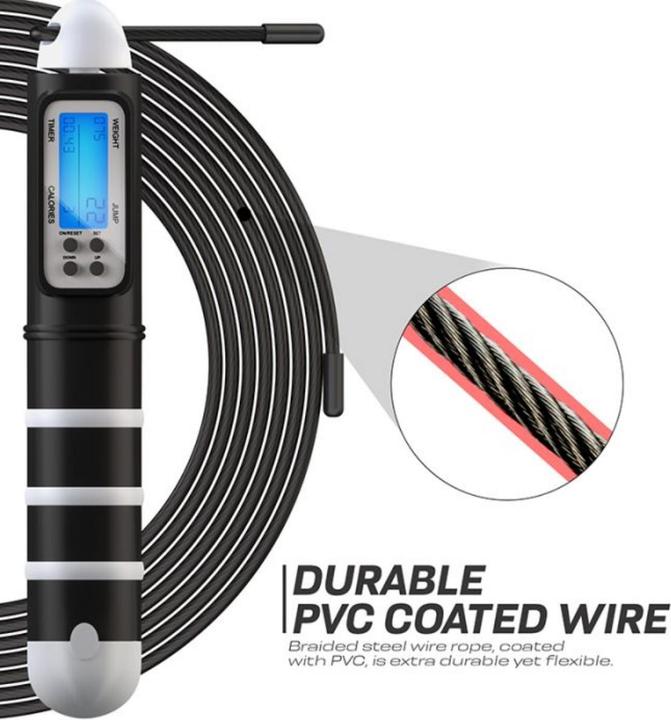 Immagine prodotto Rdx Digitaler Kalorienverbrauch & Workout Zähler 3m10 Verstellbares Springseil (310 cm)