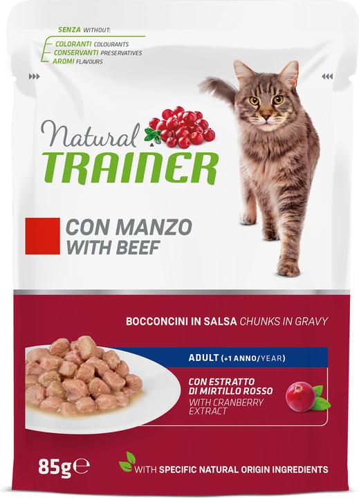 Immagine prodotto Natural Trainer Manzo adulto naturale felino in salsa (Adulto, 12 pz., 1020 g)