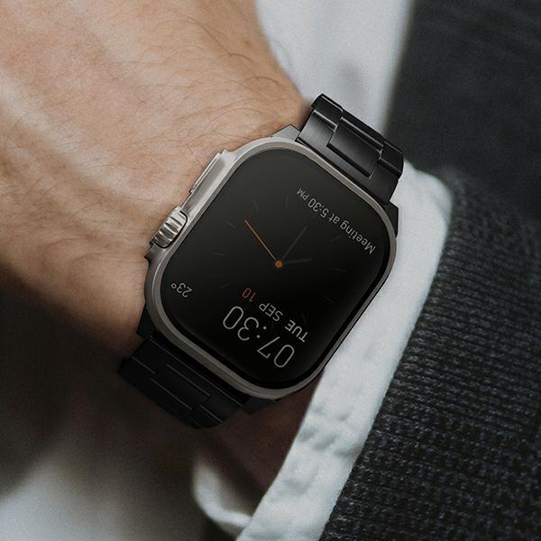 Produktbild Uniq pasek Osta Apple Watch 42/44/45/ 49mm Series 1/2/3/4/5/6/7/8/SE/SE2/Ultra Stainless Steel czarn (Edelstahl, Apple Watch Series 1, Apple Watch Series 2, Apple Watch Series 3)