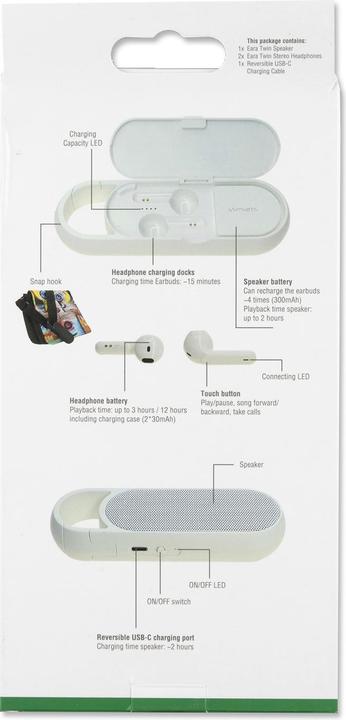 Actual product image 4smarts In-Ear Headphones Eara Twin White (No noise cancelling, 3 h, Wireless)