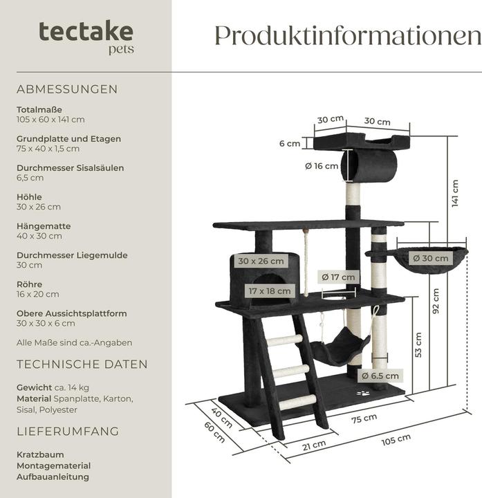 Image du produit tectake Marcel (141 cm, Noir)