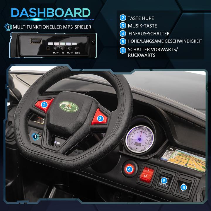 Image du produit Swisshandel24 Voiture électrique pour enfants, télécommande 2,4 G, ceinture de sécurité, musique, klaxon, phares (12 V)