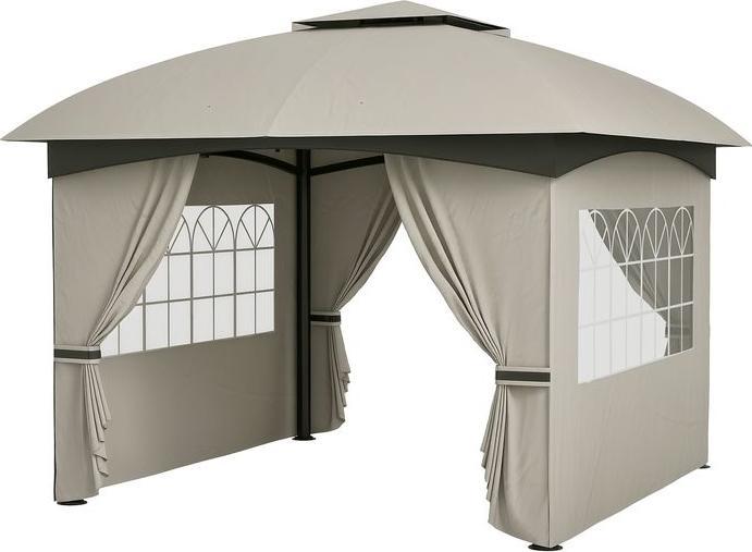 Swisshandel24 Pavillon ca. 3,4x3,4 m wasserabweisend, verzinkter Metallrahmen, Hellgrau (340 cm, 340 cm)
