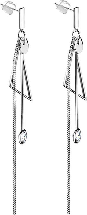 Immagine prodotto Star Piercing Ohrstecker silber Schild freifallende Ketten mit Triangel und Kristall (senza ottone, Acciaio chirurgico 316L)