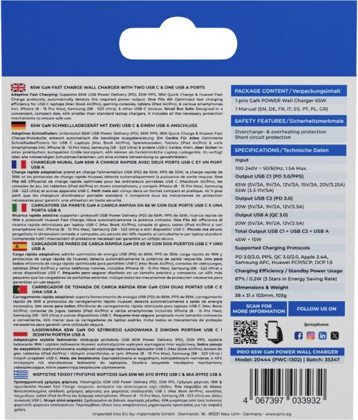 Immagine prodotto prio Caricabatterie da parete (65 W)