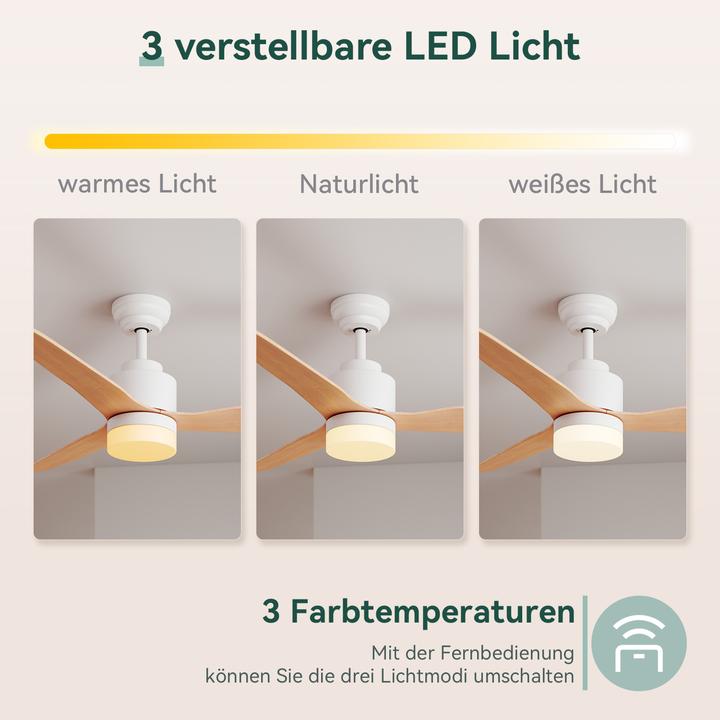 Image du produit SONNI Ventilateur de plafond avec lumière et télécommande, silencieux, 3 températures de couleur, 11