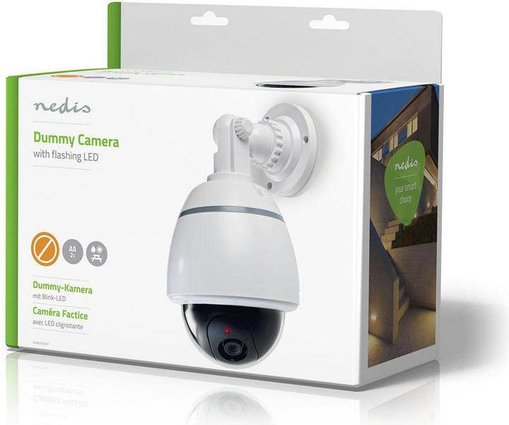 Produktbild Nedis Dummy-Überwachungskamera Dome IP44 Batteriebetrieben Innen- und Aussenbereich Weiss Weiss