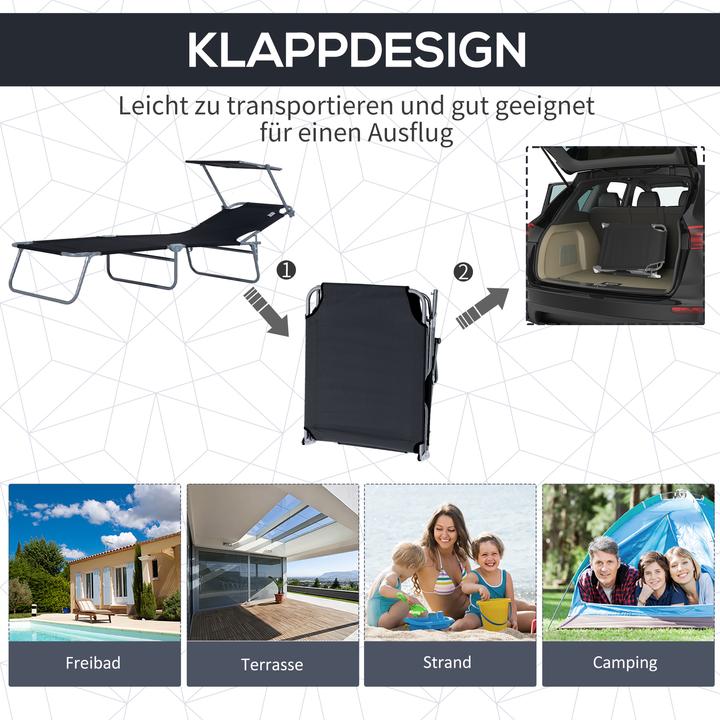 Actual product image Outsunny Sun lounger with sunshade (187 cm)