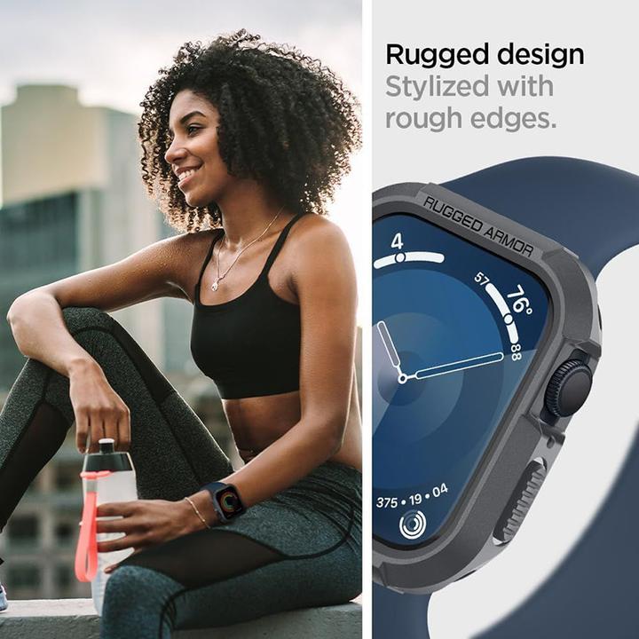 Actual product image Spigen Apple Watch 9/SE RugArm Drk Gr