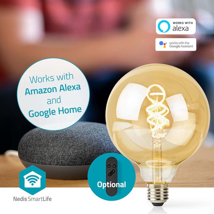 Immagine prodotto Nedis WIFILRT10G125 Smartlife Lampada a filamento LED WLAN E27 360 lm 4,9 W Bianco caldo o freddo 1800 - (E27, 4.90 W, 360 lm, 1 x, G)