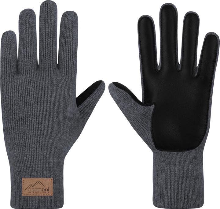 Normani Herren Merino Strick-Fingerhandschuhe mit Schafleder "Leanyer" - 9635