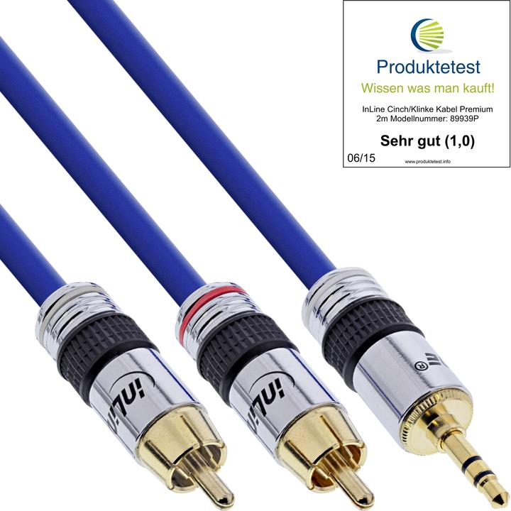 Produktbild InLine Cinch/Klinke Kabel, 2x Cinch St an 3,5mm Klinke (3 m, Cinch, 3.5mm Klinke (AUX))