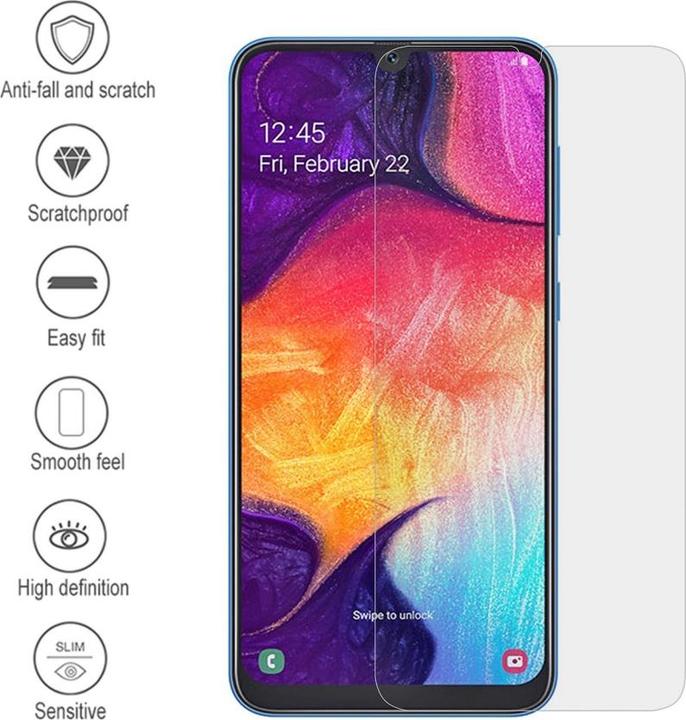 Actual product image Screenguard Samsung Galaxy A50 bulletproof glass protective film Case Friendly Design (1 Piece, Samsung Galaxy A50)