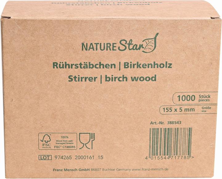 Produktbild Naturestar Rührstäbchen Bio 155mm Holz FSC VE=1000 Stück (1000 x)