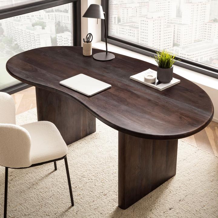 Produktbild FineBuy Schreibtisch Computertisch 180 cm Massivholz Bürotisch Nierenform