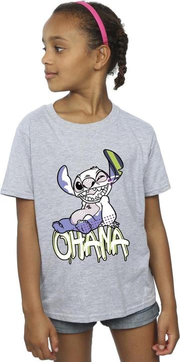 Actual product image Disney Girls Lilo And Stitch Ohana Graffiti Cotton T-Shirt (152, 158)
