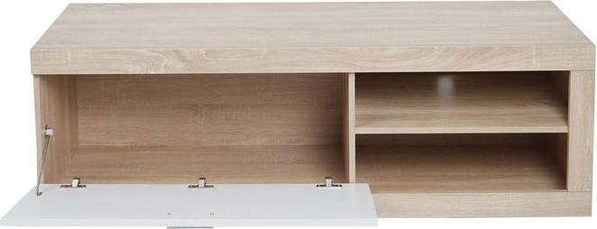 Produktbild Mendler TV-Rack HWC-L33, Holz 43x140x41cm Staufach, Eiche-Optik, weiss
