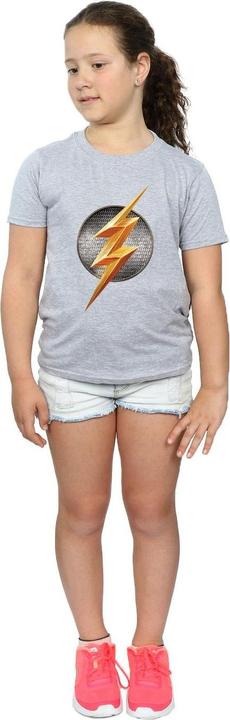 Actual product image Girls Justice League Movie Flash Emblem Cotton T-Shirt (140, 146)