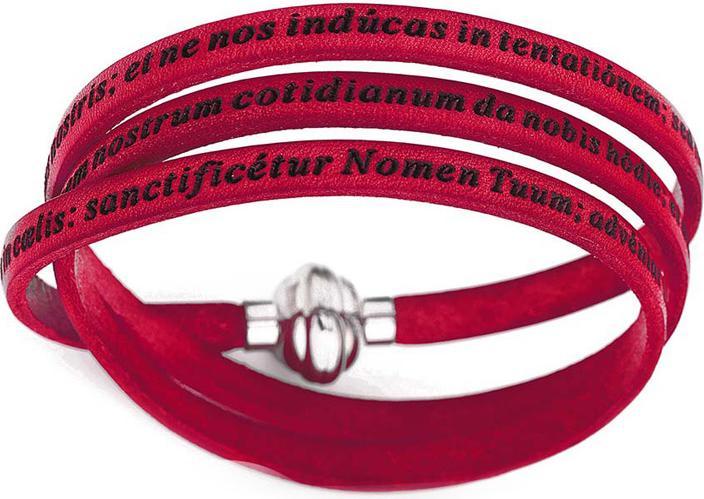 Amen Our Father Prayer Latin Armband (57 cm, Leder, Edelstahl)