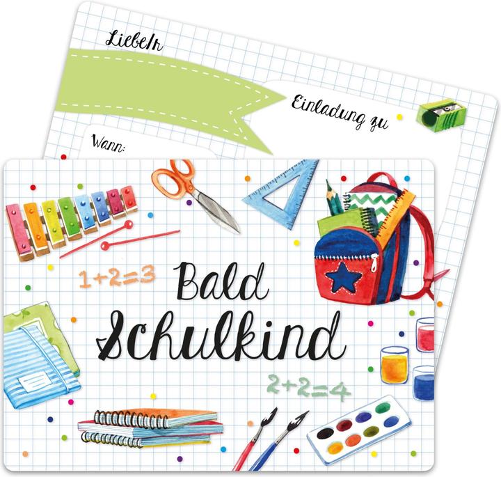 Actual product image Papierdrachen Einschulung Einladungskarten Set 6 Wasserfarben