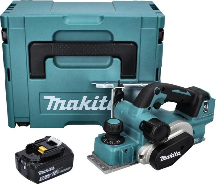 Actual product image Makita DKP 181 T1J Cordless planer 82 mm 18 V brushless + 1x rechargeable battery 5.0 Ah + Makpac -