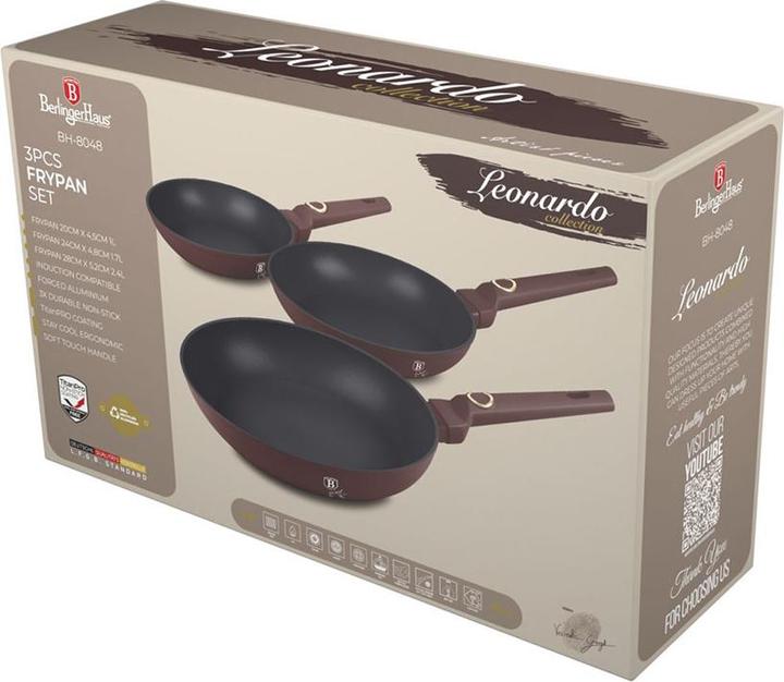 Actual product image BerlingerHaus Frying pan set, 3 pieces, Ø 20/24/28cm, bordeaux (28 cm, Frying pan, Aluminium)