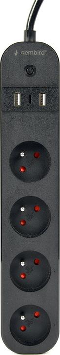 Actual product image Gembird Smart multiple socket outlet with USB charger 4 French sockets black (4 x, CEE 7/3, 1.50 m)