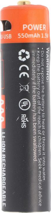 Image du produit AccuCell Pile ronde AAA, Li-ion, 1,5V, avec port de charge USB (1 pcs, AAA, 550 mAh, Chargeurs sans batterie)