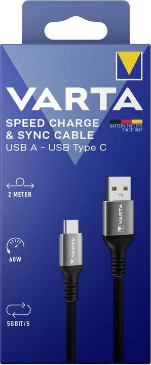 Actual product image Varta Speed Charge & Sync Cable USB A to USB Type C (2 m, USB 3.2 Gen 1)