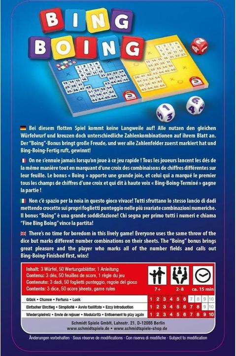 Image du produit Schmidt Spiele Boîte métallique Bing Boing (Italien, Français, Anglais, Allemand)