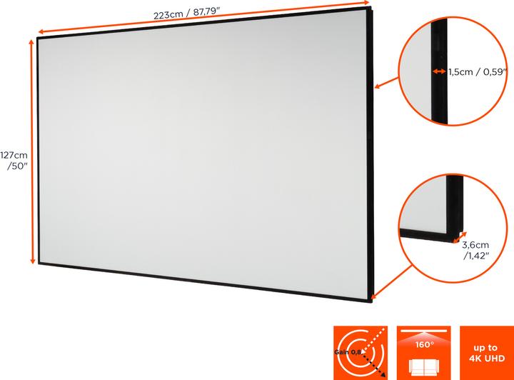 Immagine prodotto Celexon HomeCinema Cornice per schermo ad alto contrasto 220 x 124 cm, 100" - Dynamic Slate ALR (100", 16:9)