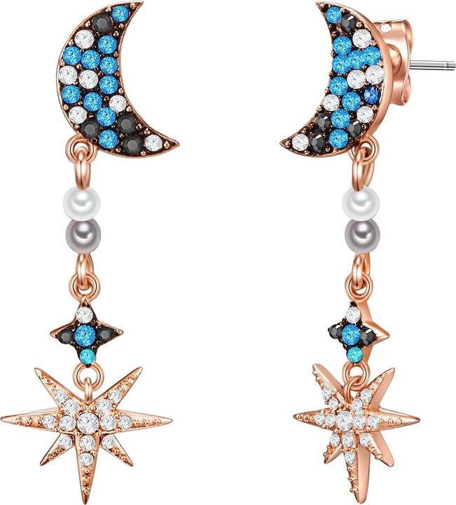 Image du produit Lulu & Jane Demi-lune/étoile laiton décoré avec des cristaux de Swarovski® perle (synth.) or rose - 33138 (Laiton)