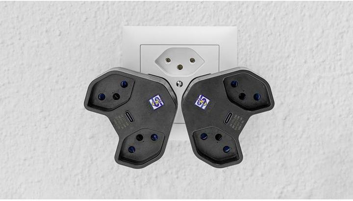 Immagine prodotto Steffen Adattatore multiplo MANTA 2xT13 + 1xUSB-C PD ruotabile di 320° bw (USB-C, 3 x)