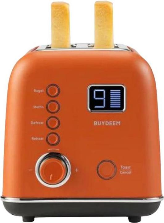 Actual product image Buydeem Toster 2 Slice Automatic Metal Toaster, model DT730E, color Koi Red, EU (EU plug)