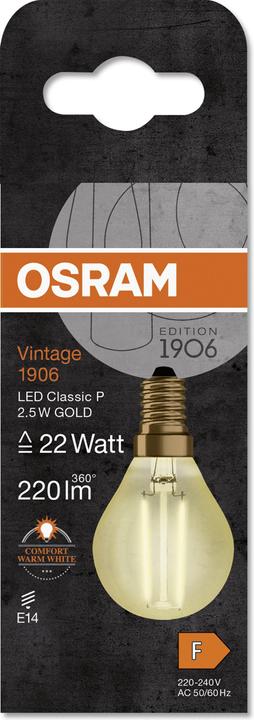 Image du produit Osram Vintage 1906 (E14, 2.50 W, 220 lm, 1 x, F)