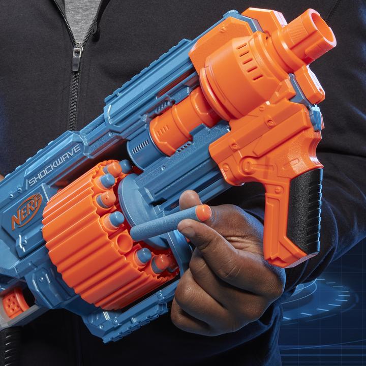 Actual product image Nerf Elite 2.0 Shockwave RD-15 Blaster, 30 Darts, 15-dart rotating drum, rapid fire, with E