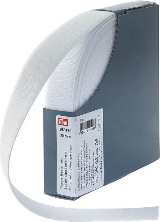 Image du produit Prym Elastique velours, blanc 30 mm, cassette 10 m