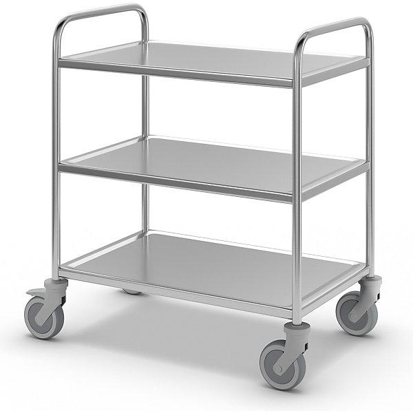 Produktbild Köhler Edelstahl-Servierwagen, 3 Etagen, thermopl. Gummibereifung, 870x570x970mm