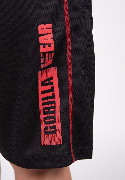 Actual product image Gorilla Wear Wallace Mesh Shorts Schwarz/Rot (S/M)