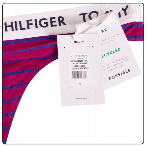 Image du produit Tommy Hilfiger Femmes Thong Print Culotte de Tanga, Italian Wine Stripes, S (S)