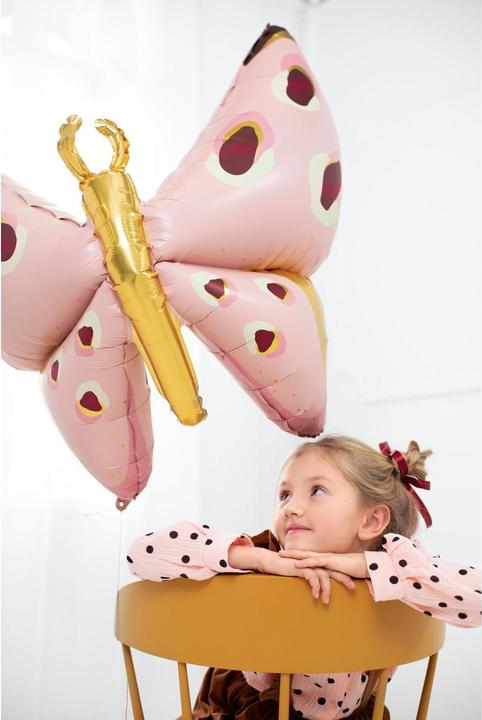 Actual product image Partydeco Foil Balloon Butterfly 120 x 87 cm, Gold/Pink