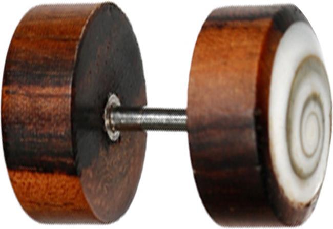 Actual product image Star Piercing Fake Plug Shiva-Auge aus Narra Holz (without brass, Organic)