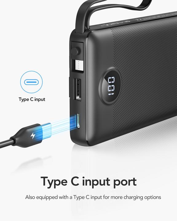 Produktbild Veger C20 Powerbank inkl. Kabel - 20'000mAh (20000 mAh, 10 W, 77 Wh)