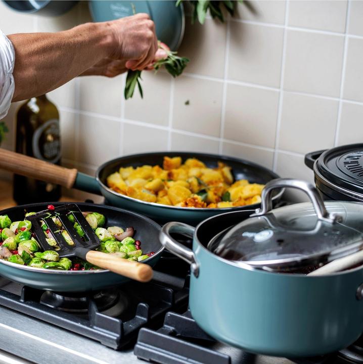 Image du produit Greenpan Mayflower hapjespan met deksel 24 cm - inductie - anti-aanbak - PFAS-vrij (Poêle à frire, Aluminium)