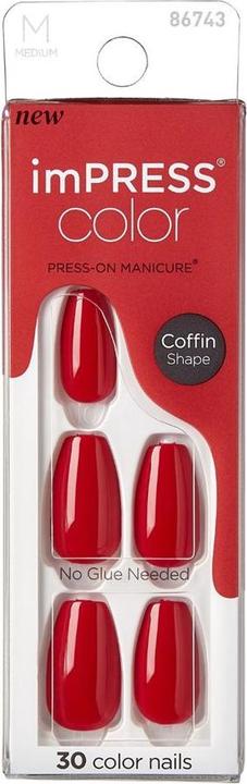 KISS Ongles auto-adhésifs imPRESS Color MC Reddy or Not 30 pcs (L) (Ongles artificiels)