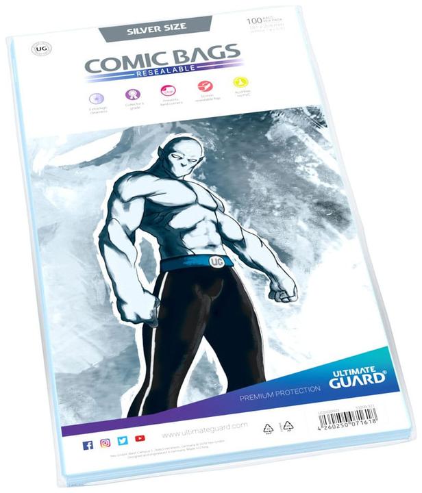 Actual product image Ultimate Guard Comic Bags Reclosable Silver Size (100)