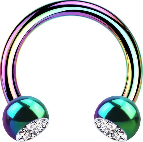 Produktbild Star Piercing Micro Circular Barbell farbig mit zwei Kugeln Kristall silber (ohne Messing, Chirurgenstahl 316L)